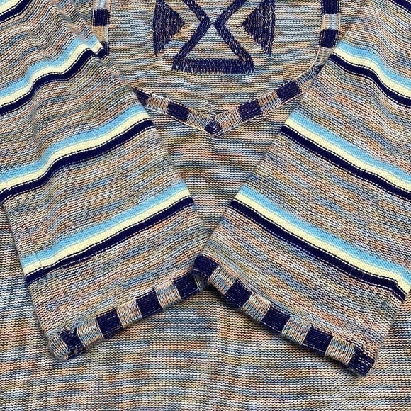 Vintage Kimlon Southwestern Striped Blue Orange Sweater Small - Picture 6 of 7